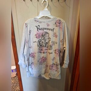 Disney Rapunzel Floral Sweatshirt - Gray and Pink